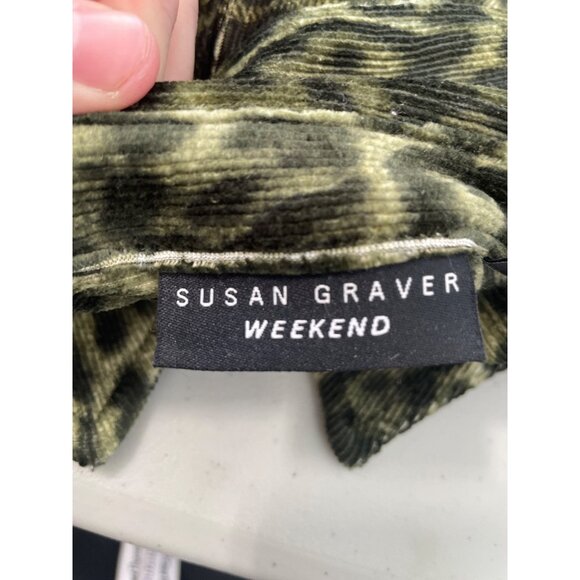 Susan Graver Weekend Petite Plaid Knit Corduroy Tunic Shirt Size XL Hunter Green - Picture 4 of 8